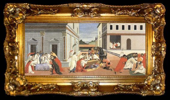 framed  Sandro Botticelli Three miracles of St Zanobius reviving the dead (mk36), ta009-2